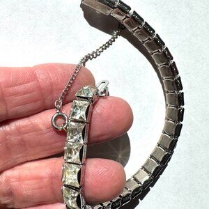 Rhinestone Tennis Bracelet Weiss Luxury Quality Vintage Retro